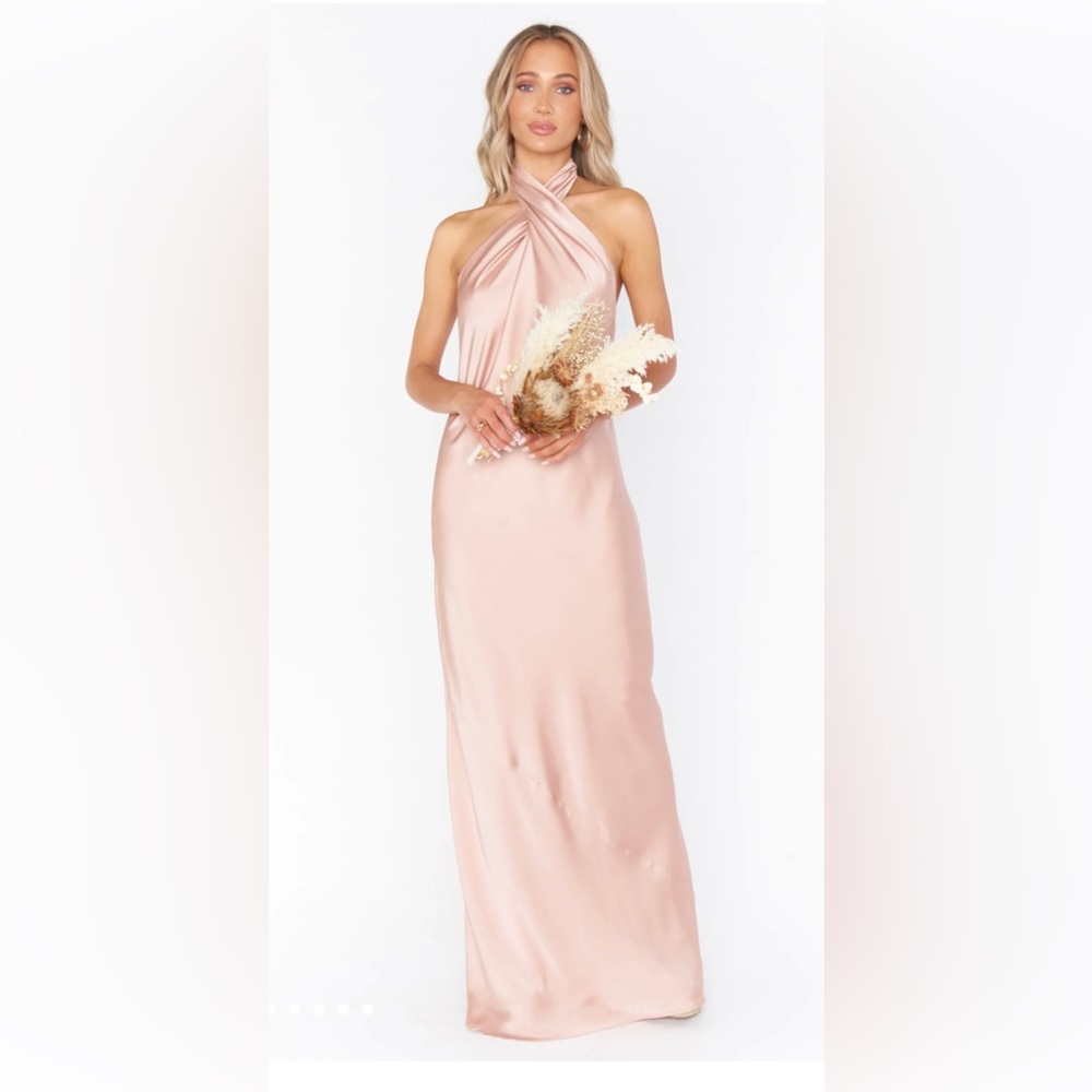 Jasmine Halter Maxi Dress ~ Rose Gold Luxe Satin